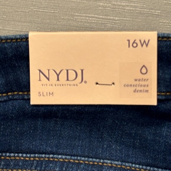 NYDJ Sheri Slim Jeans Womens 16W 36x30 Blue Straight Leg Lift Tuck Tech Denim - Picture 3 of 16